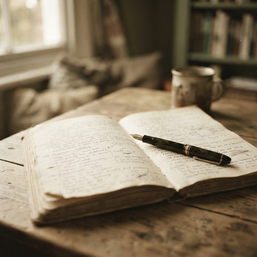 An open notebook and pen ready for an interview